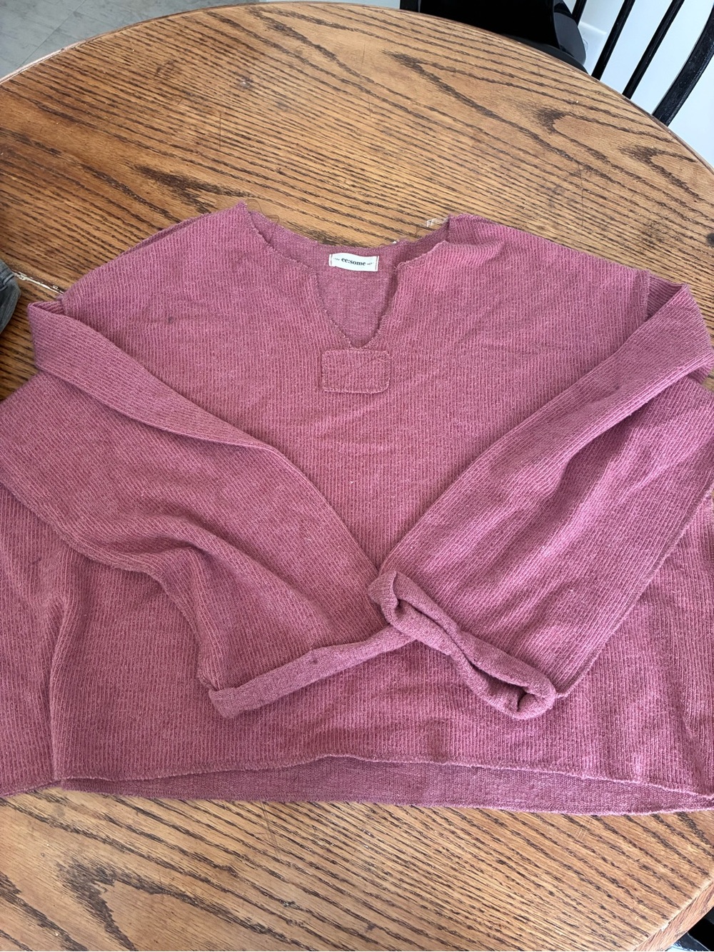 eesome Dusty Rose V-Neck Knit Pullover